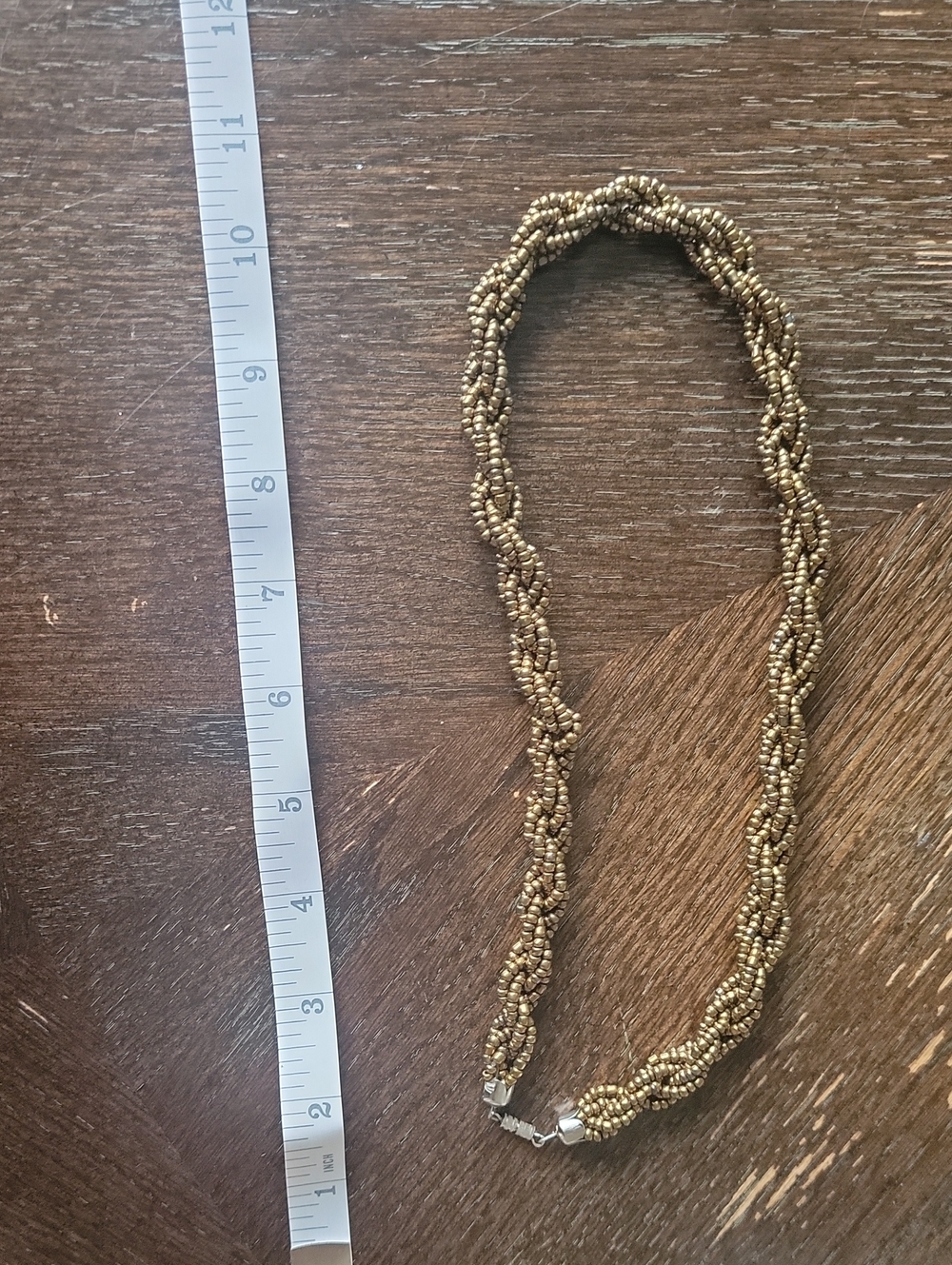 Vintage Braided Gold Bead Necklace - Women Jewelry